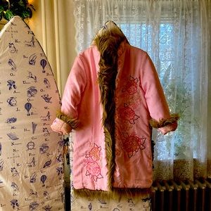 Jacket, girls, pink reversible with embroidery and beading.